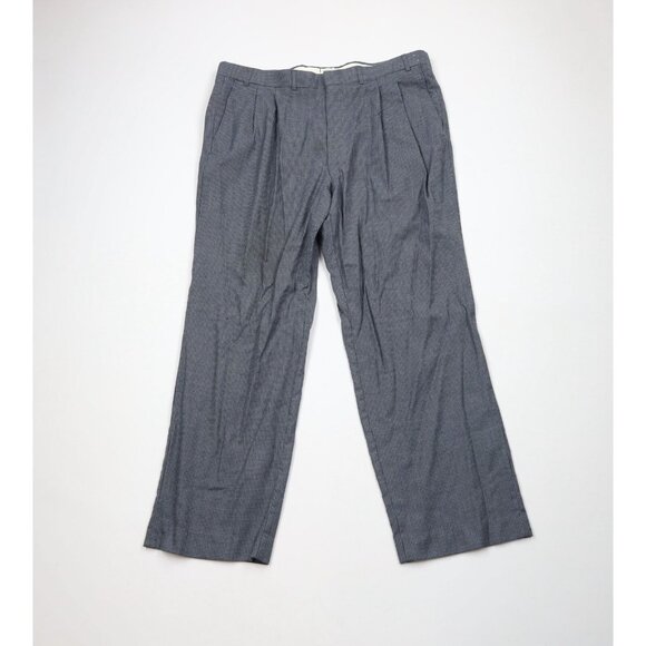 Vintage 70s Streetwear Mens 38x29 Distressed Wool Houndstooth Wide Leg Pants USA